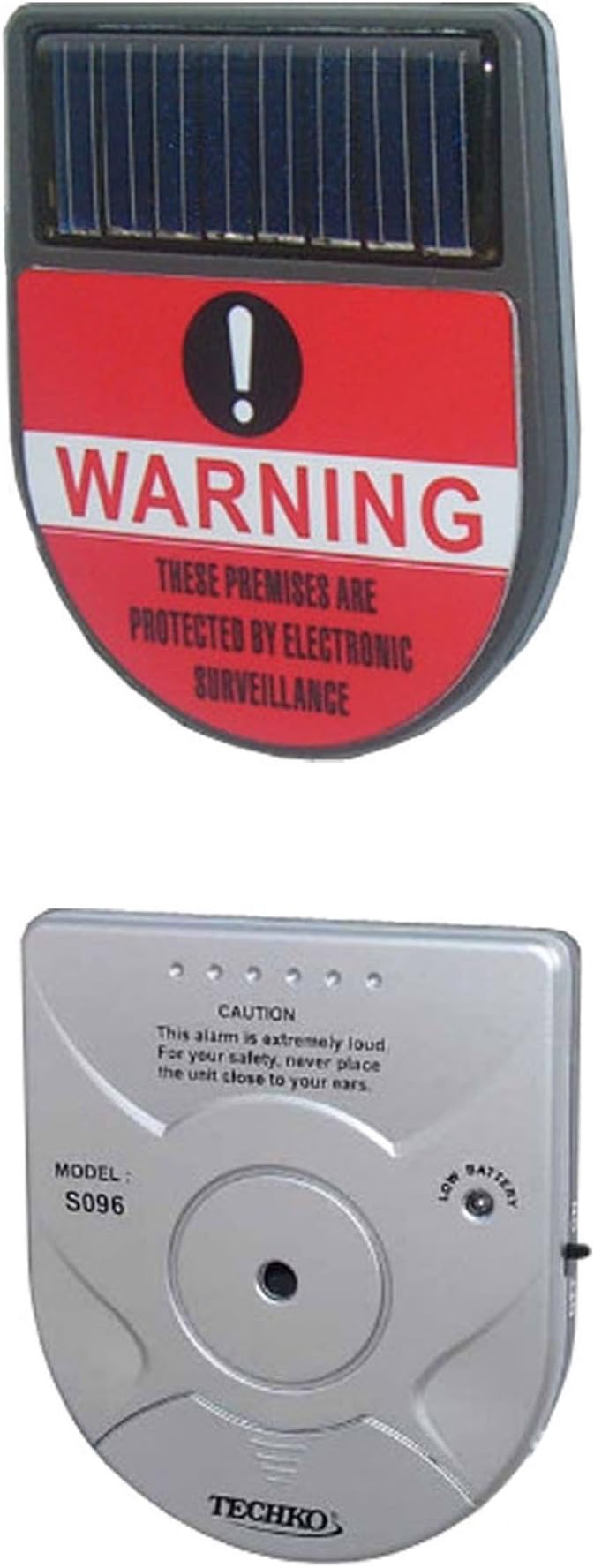 Techko S096 Indoor Vibration Sensor Alarm, Solar Powered, Ultra Slim Design