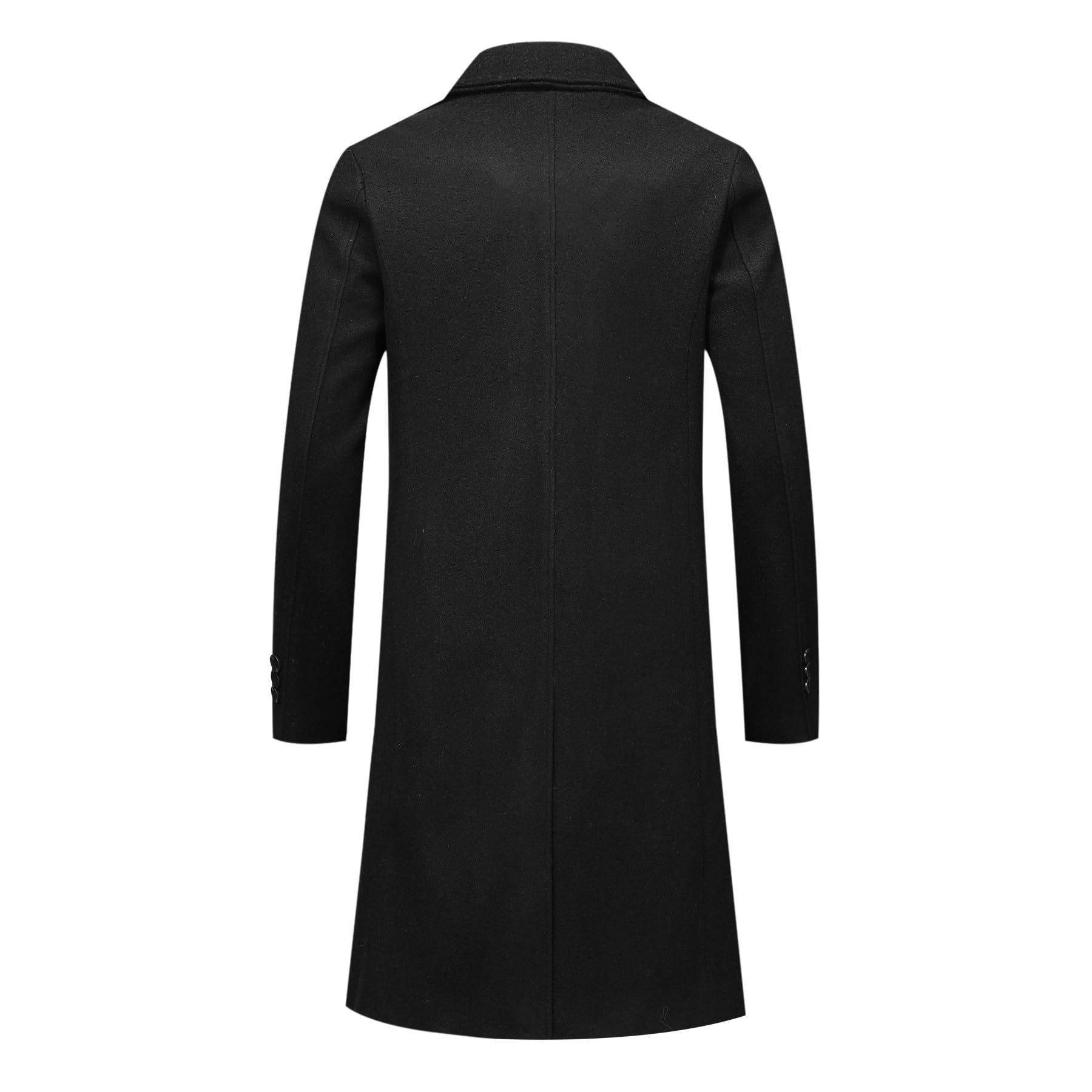 Allthemen Płaszcz zimowy, męski, długość do kolan, dwurzędowy, wełniany płaszcz, zimowy płaszcz męski, długi krój slim fit, czarny biznesowy