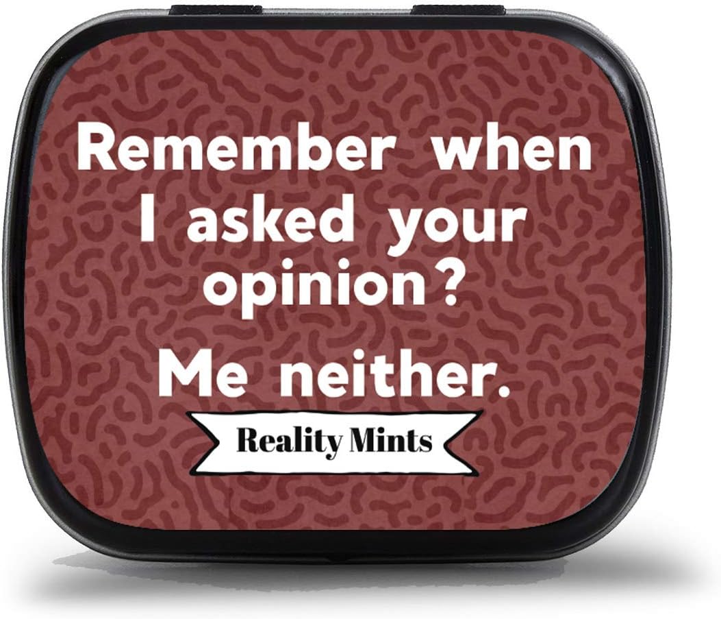 Remember When I Asked Your Opinion Mints - Peppermint Breath Mints - Novelty Candy Gift for Friends - Hinged Collectible Tin of Sugar-Free Candy, 200 pcs