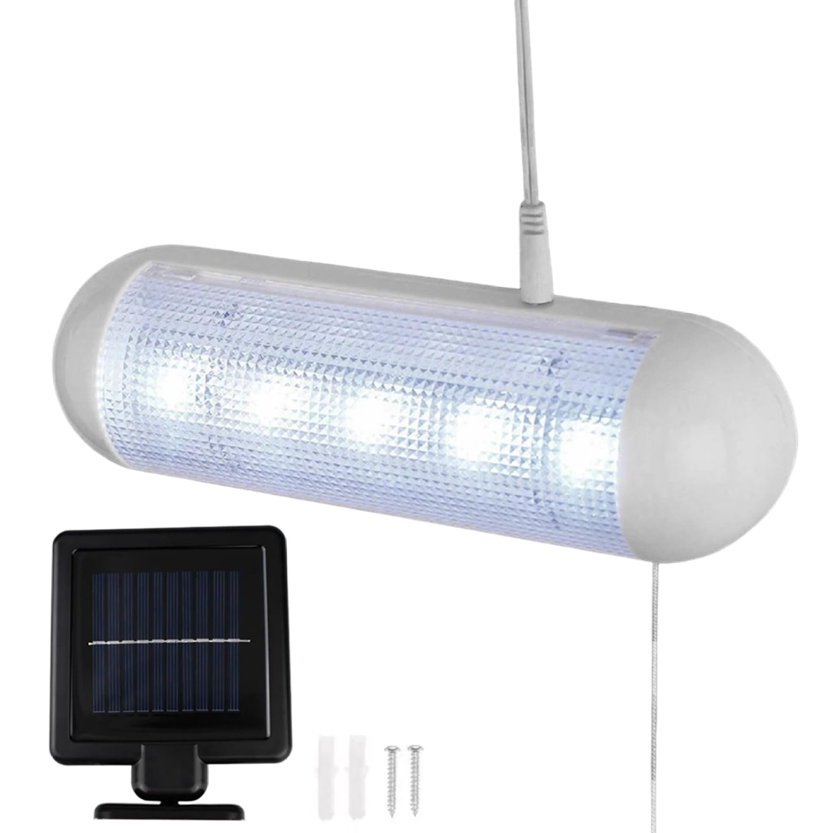 Lawnrden Solar Shed Light 600mAh White LED Solar Garage Lights with Pull Cord Waterproof ABS Wall Lamp for Indoor Outdoor| Lights Outdoor