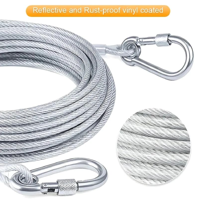Image of VIVITO Heavy-Duty Stainless Steel Clothesline with Carabiner Hooks | Rust-Proof Thick Laundry Drying Rope | Extra-Strong Clothes Line for Balcony, Camping, Dorm & Home Use (5 Meter- Pack of 1)