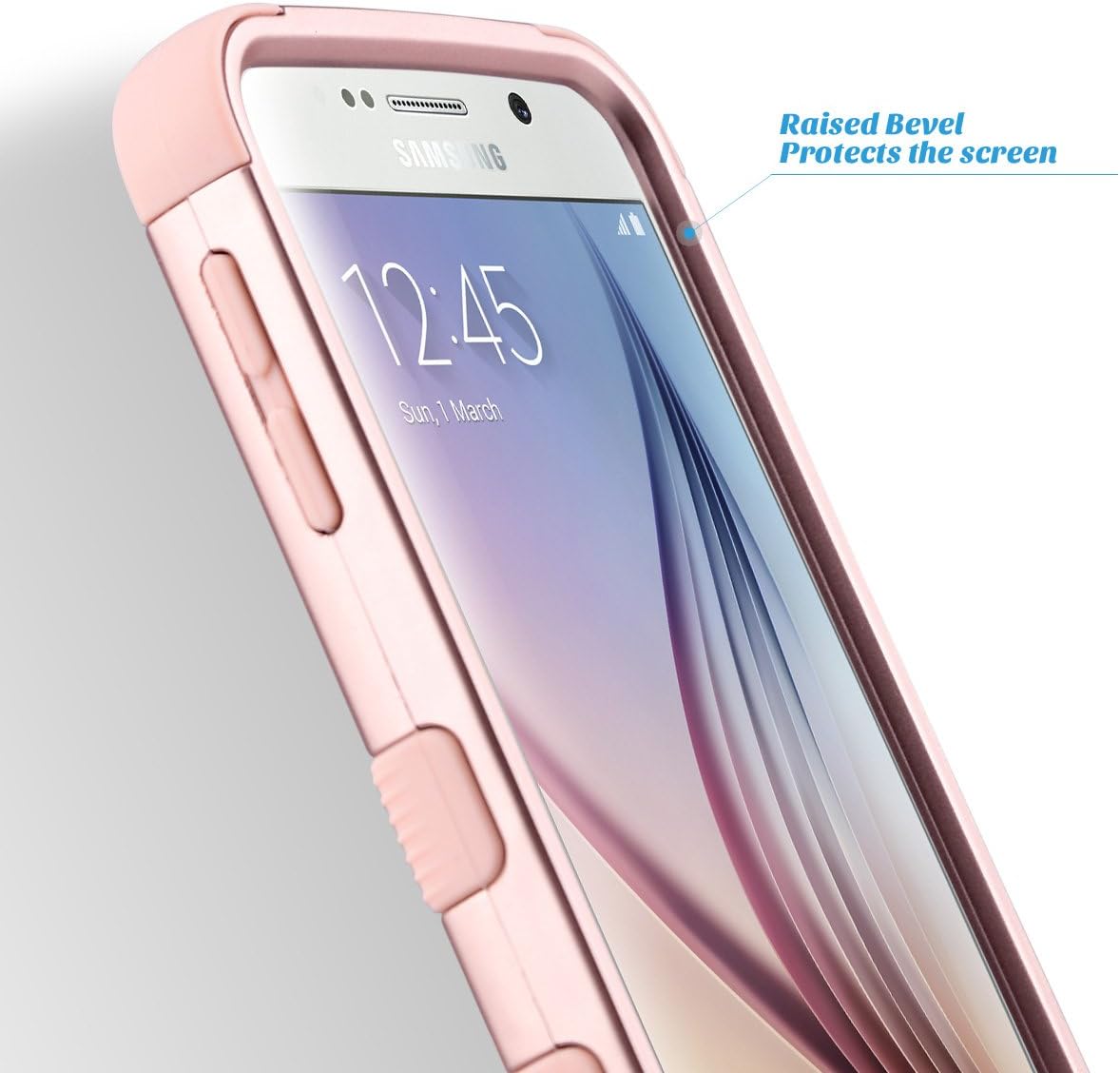 ULAK Galaxy S6 Case, S6 Case, Shock Resistant Hybrid Soft Silicone Hard PC Cover Case for Samsung Galaxy S6, Will NOT Fit S6 Active (Rose Gold)
