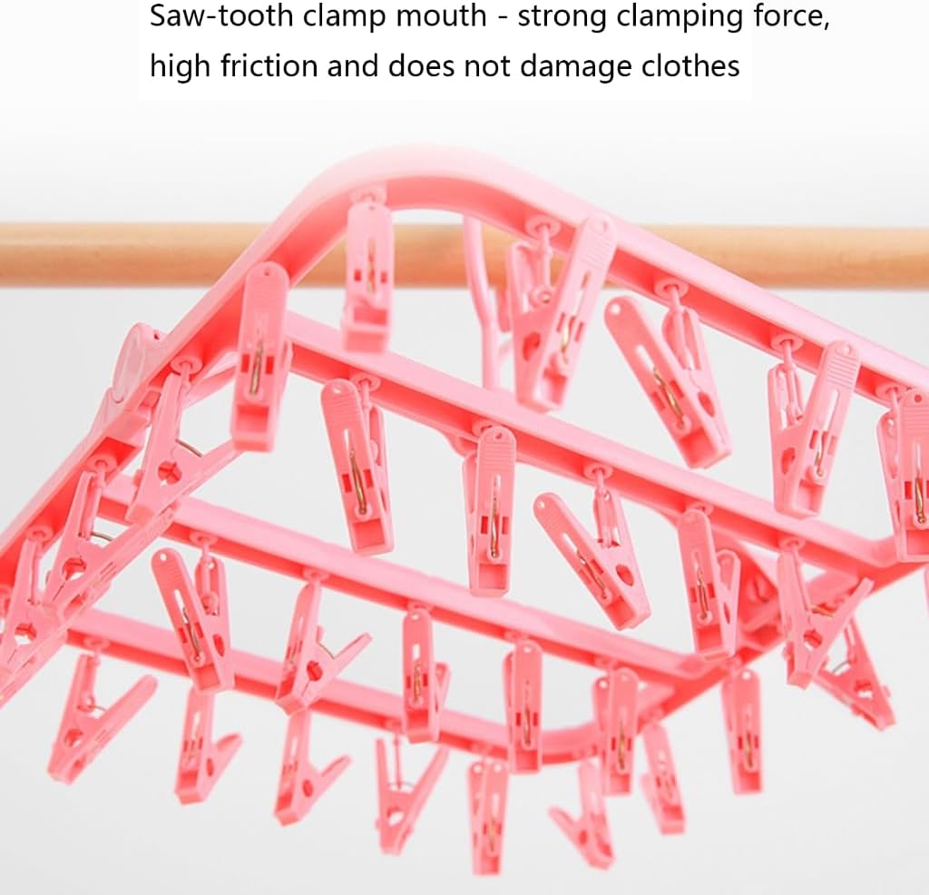 Foldable Clothes Hanger Multiple Clip Drying Rack for Family Use