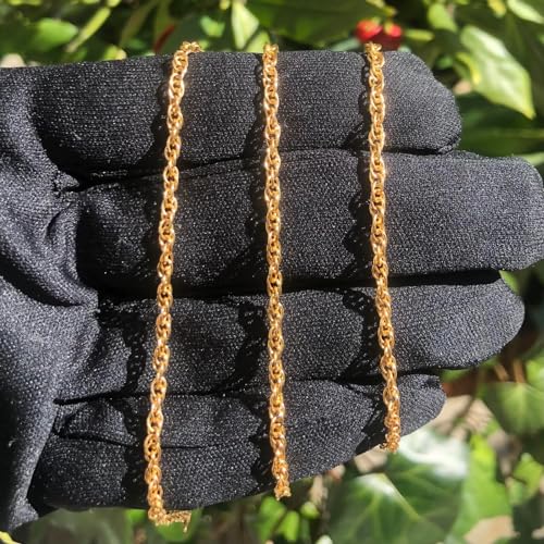 Real Genuine Solid 1/20 14K Yellow Gold Rope Bracelet 3 mm 7 Inch for Men and Women Golds4