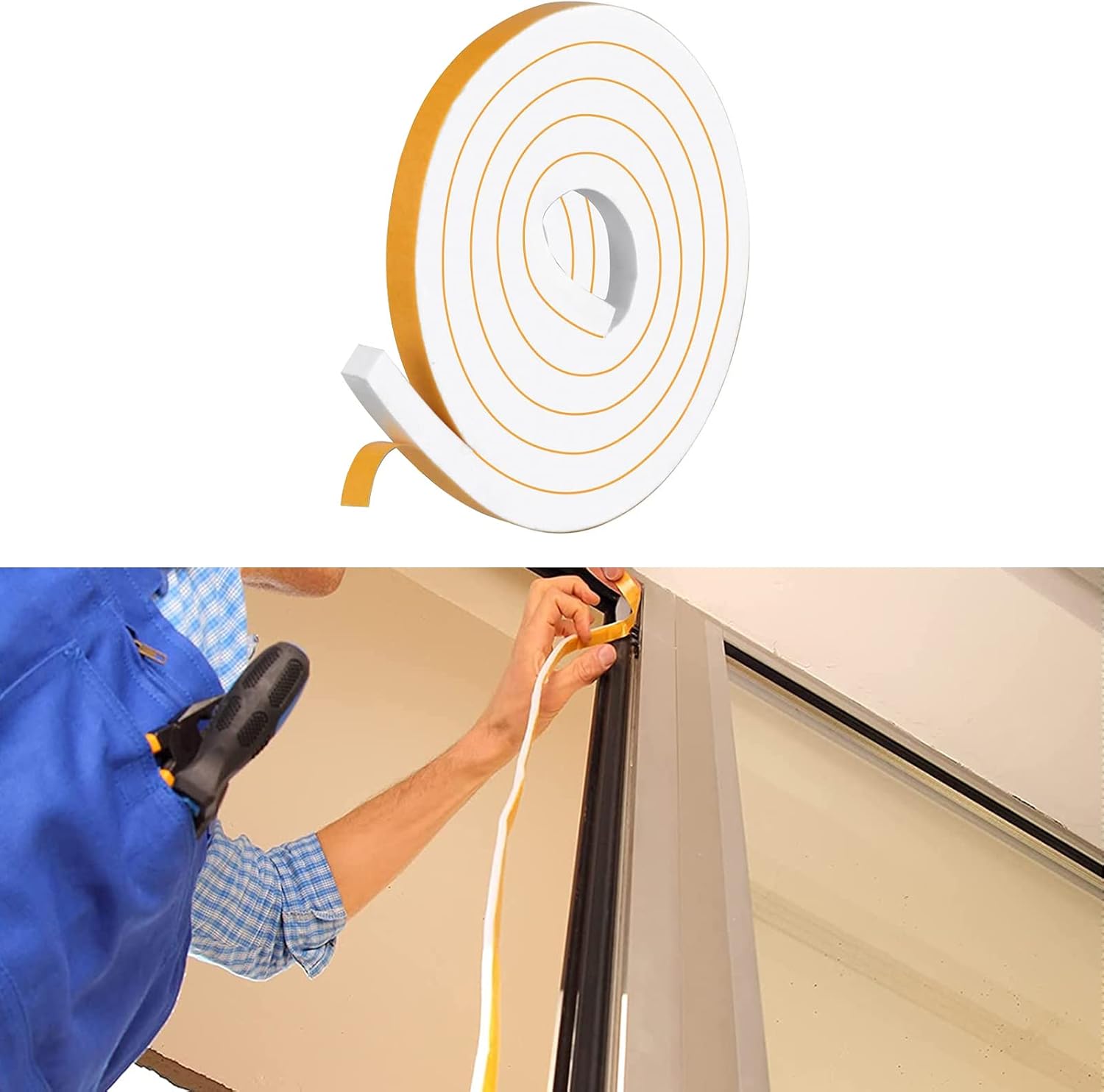 Adhesive Weather Stripping Foam Tape 6x3 MM Window Door Draught