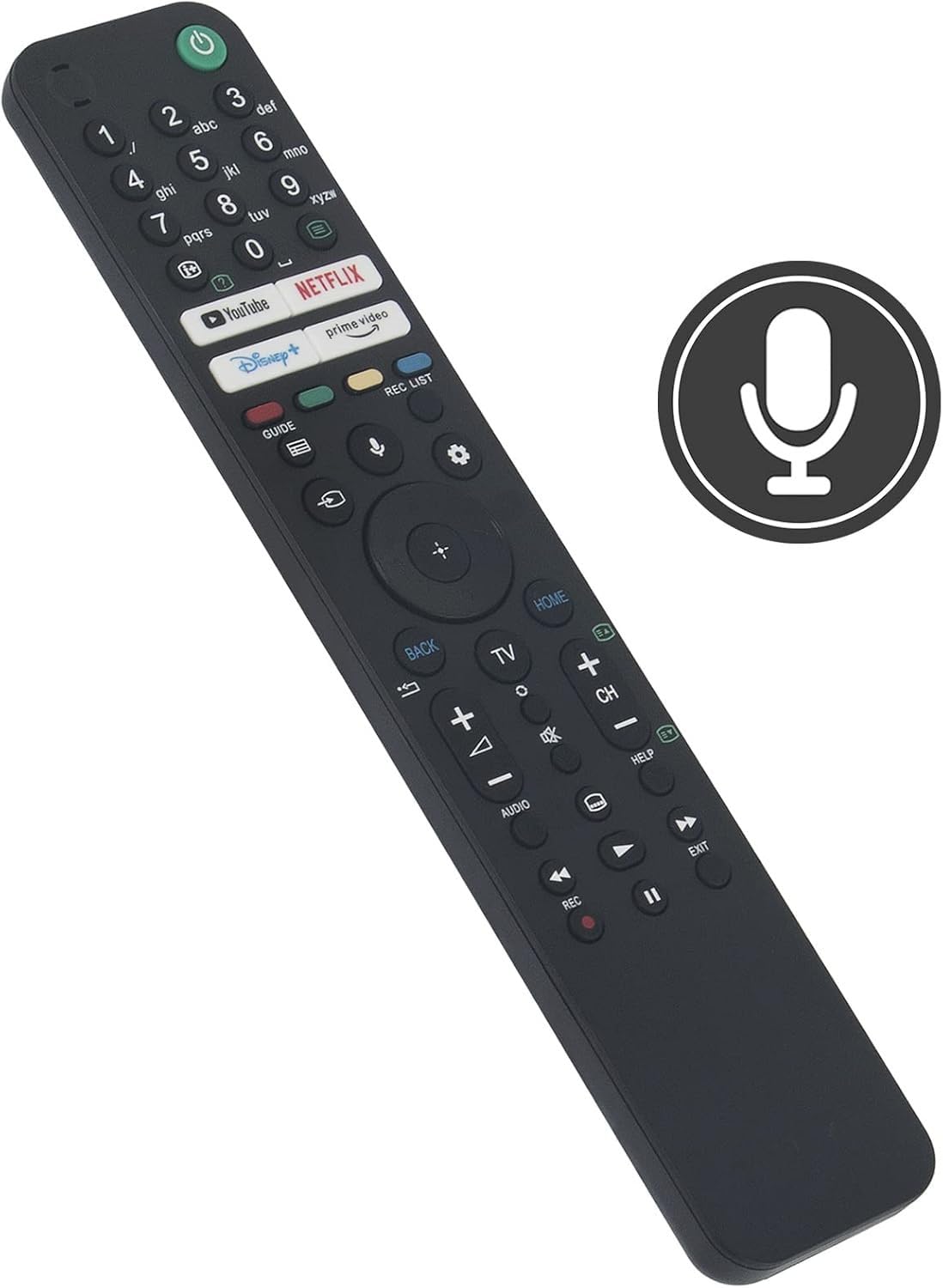 Mando de Voz de Repuesto para Sony Bravia Smart TV (2019-2025) RMF-TX520E, Compatible con Google TV, OLED, LED 4K/8K UHD, con Botones Youtube, Netflix, Disney+, para Series X80J, X90J, A80J, KD/XR - 4