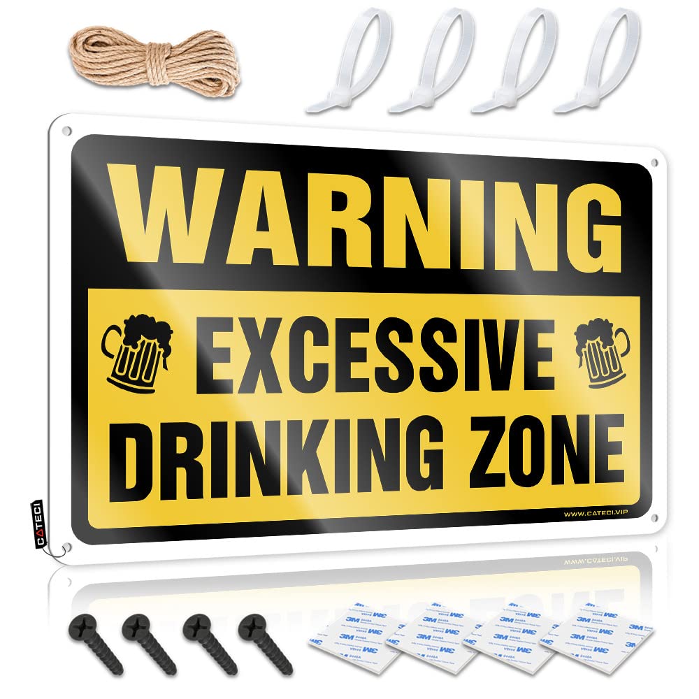 Personalized Man Cave Sign Warning Excessive Dring Zone Tin Sign Man Cave Sign Decor Funny Wall Decor Signs(20X30CM)