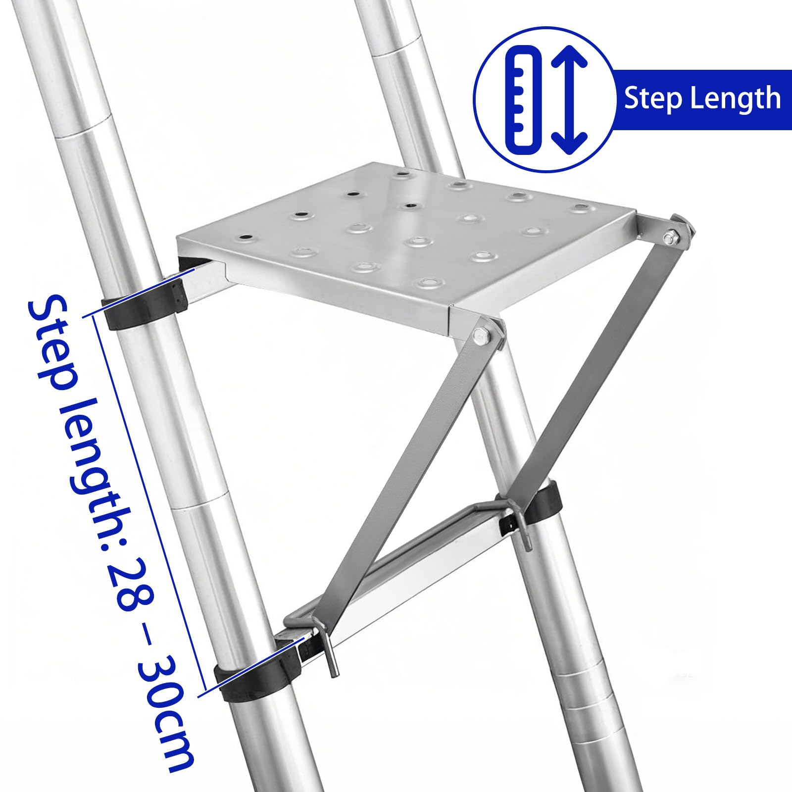 DBREAKS Piattaforma per Scala, Piattaforma Scala Acciaio Legato, Piattaforma di Lavoro Antiscivolo, Tiene 150 kg