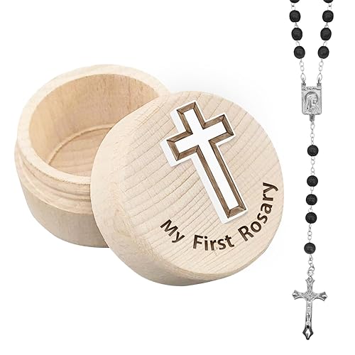 Regalos de bautismo católico, mi primer rosario y caja de recuerdo, juego de rosario, cuentas de rosario multicolor católicas para hombres, mujeres