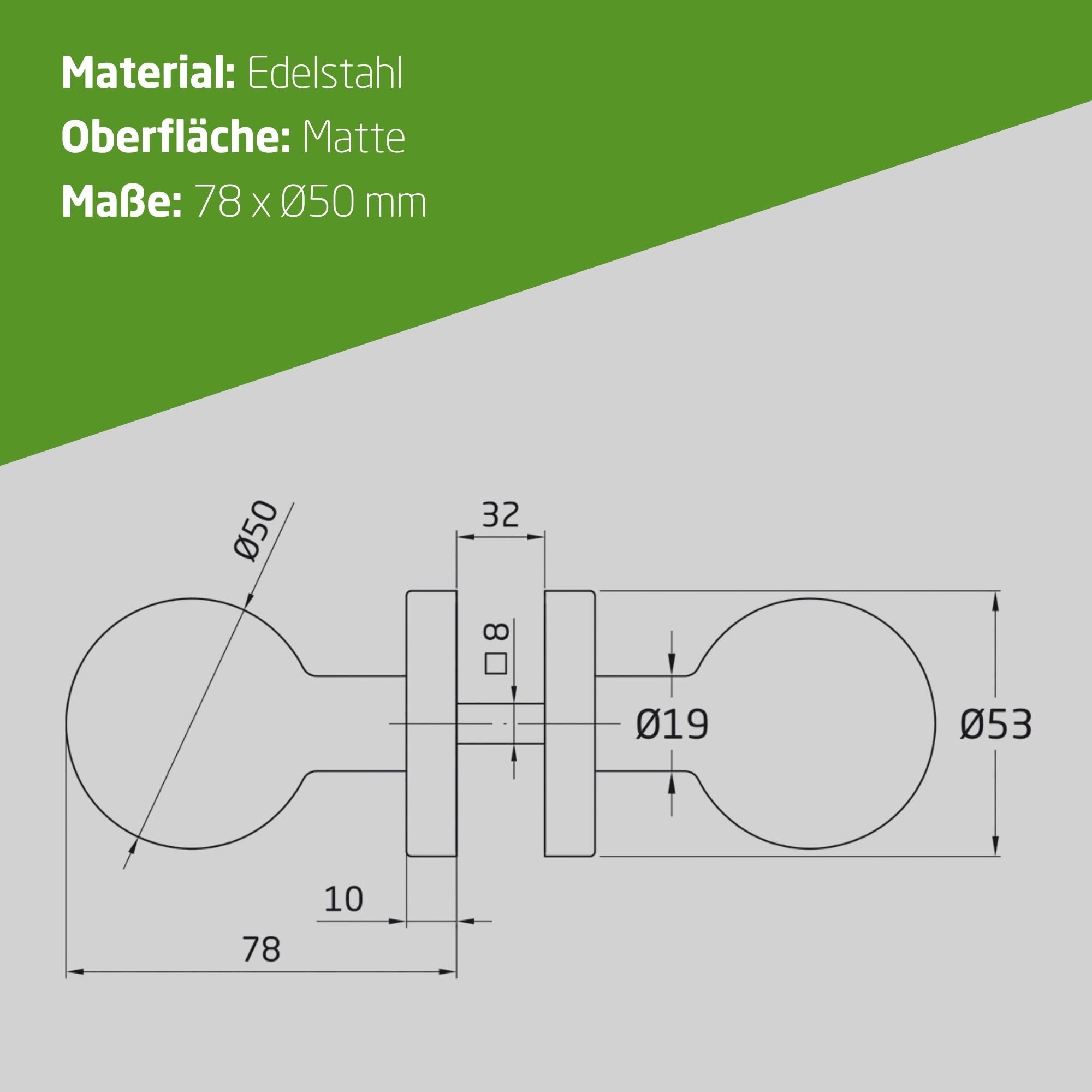 Amig - Türknauf - Runde Drehknauf-Set für Innentüren Mod. 11 - Ergonomisches Design und Langlebige Verarbeitung - Standardmaß - Metall - Silber