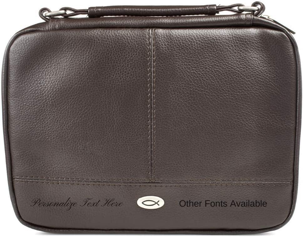 Personalized Custom Bible Cover for Women Two-fold Brown Faux Leather Christian Gift for Mother, Sister, Daughter, Grandma, Granddaughter Laser Engraved Imprinting Your Text Name (Large)