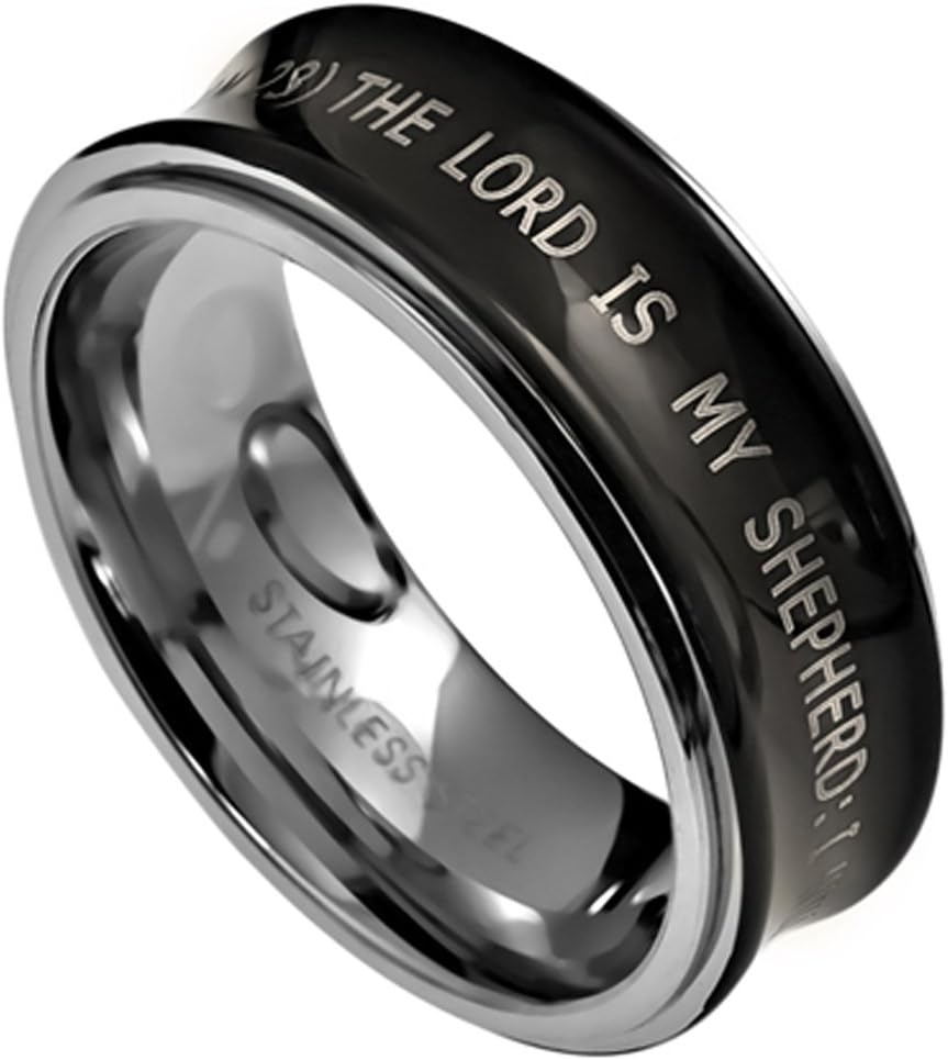 K24 Psalm 23 The Lord is My Shepherd Scripture Verse Spinner Ring Bible Christian