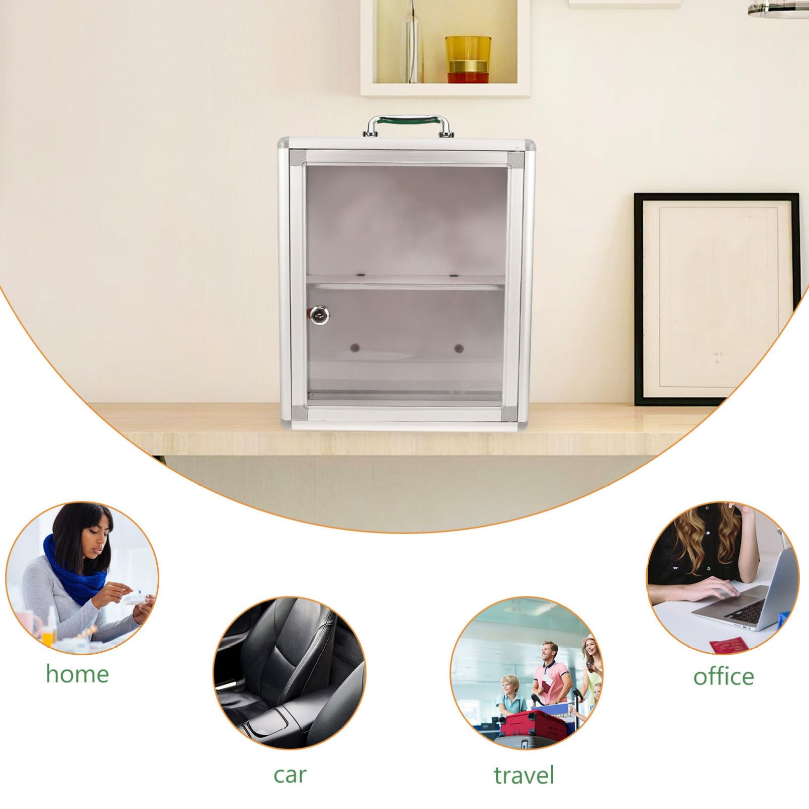 FUOYLOO Caja para Botiquín de Primeros Auxilios Montada en Pared, Armario Metálico Cerradura, Almacenamiento Práctico para Medicamentos y Artículos de Emergencia en Hogares y Lugares