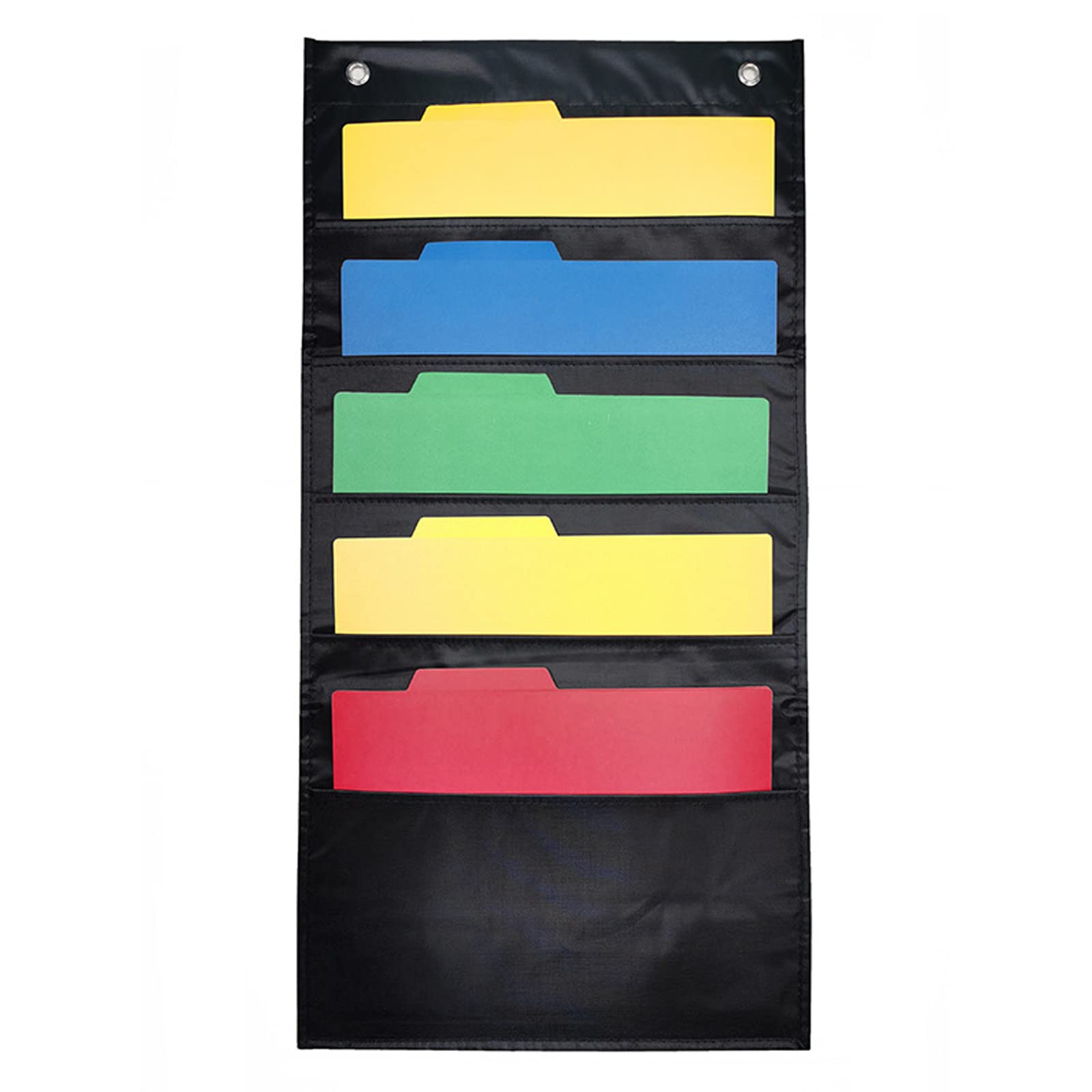 KhakhoKhakho Hanging Organizer with 5 Pockets for Home, Office, School Classroom Storage with 2 Metal Hooks for Paper Magazine File Holder (Oxford Cloth)