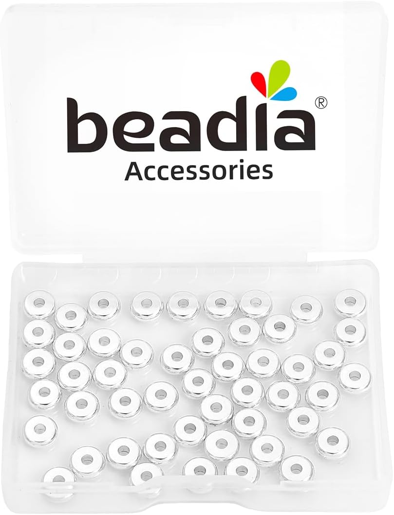 Silver Plated Disk Spacer Beads 7x2.2mm 50pcs for Jewelry Making Findings Non Tarnish - Image 7
