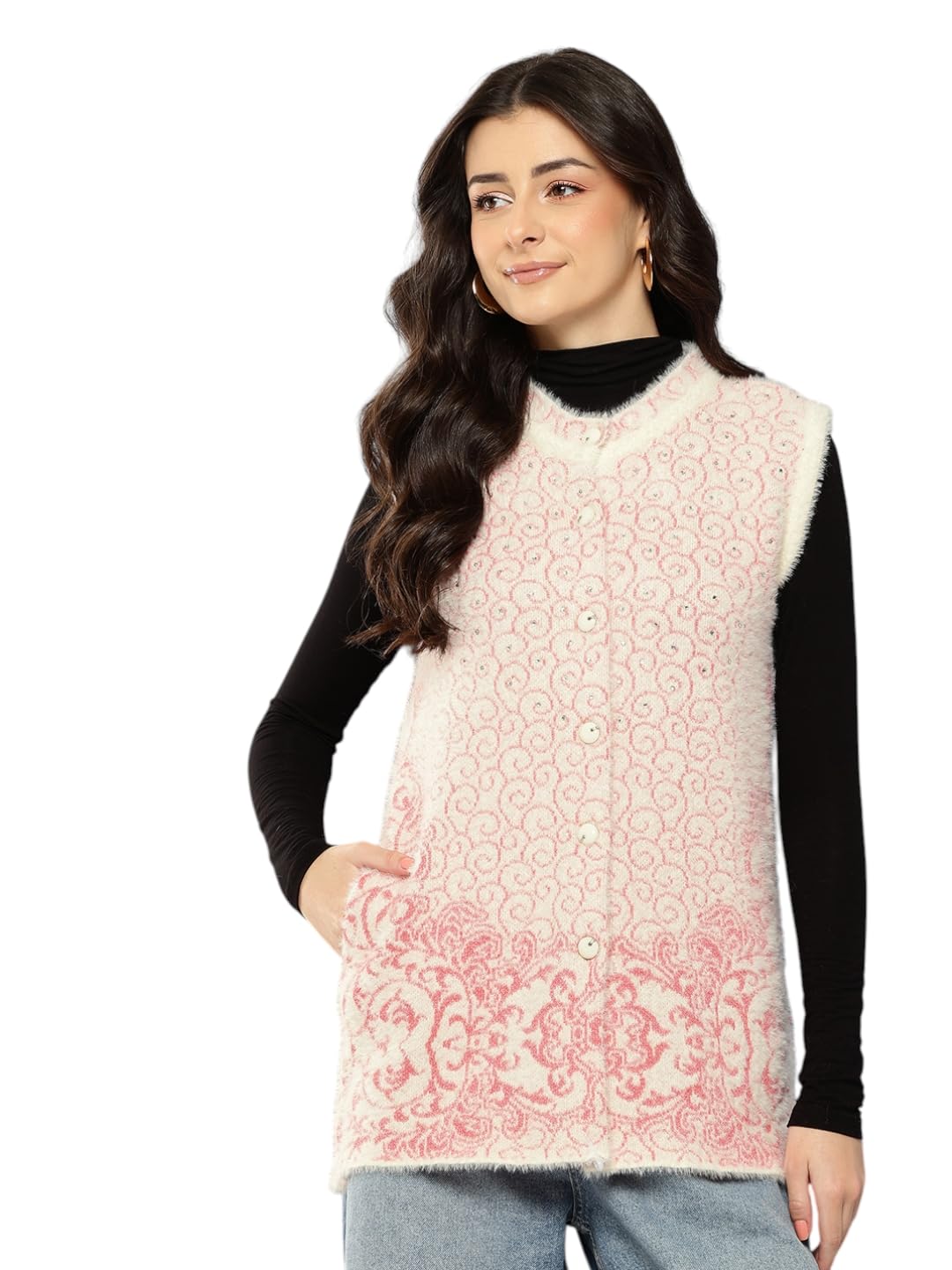 aarika Womens Winter Wear Black Colour Embellished Woolen Cardigan-picture-27