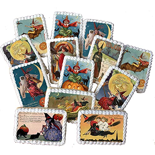 18X Edible Vintage Halloween Cake Cookie Decorations Witch Pumpki...