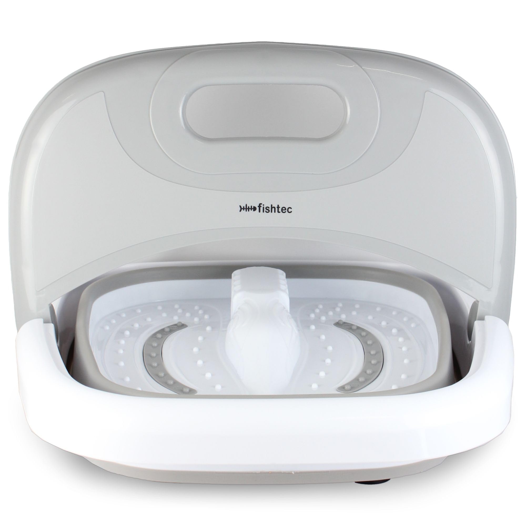 Pediluvio, vasca idromassaggio SPA - Bagno di bolle per il massaggio dei piedi - Calore 45° - Balneoterapia 3 modalità: massaggio, vibrazione, bolle - pieghevole - bianco e grigio
