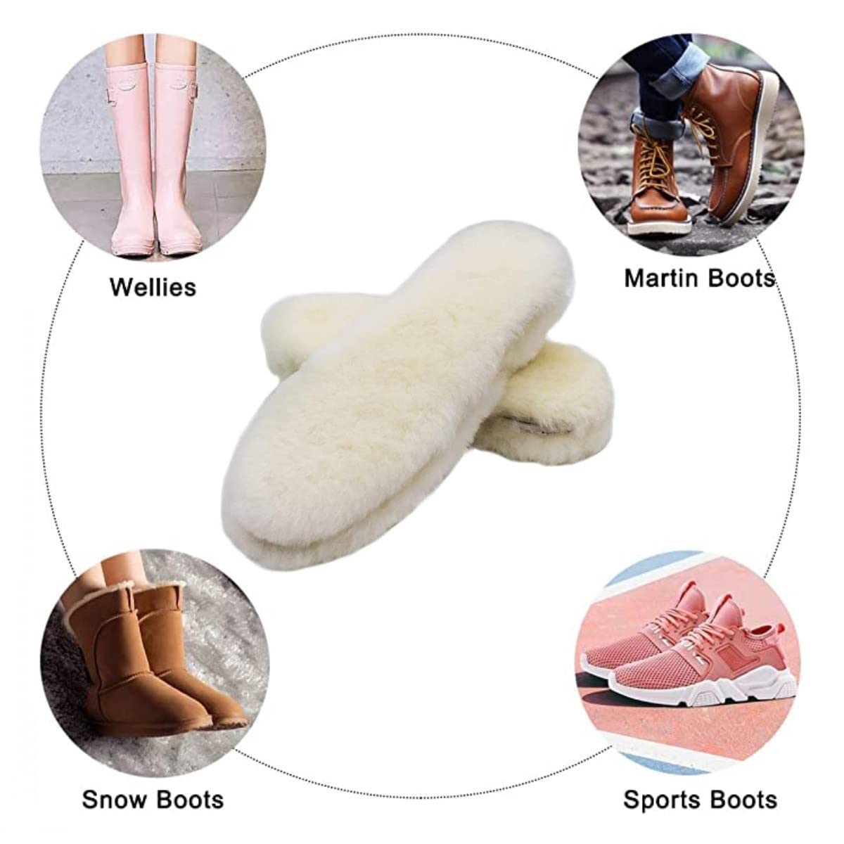 Plantillas de espuma viscoelástica para hombres y mujeres, plantillas de espuma viscoelástica para mujeres, soporte de pies, plantillas de piel de oveja natural GANFANREN, plantillas de lana real de
