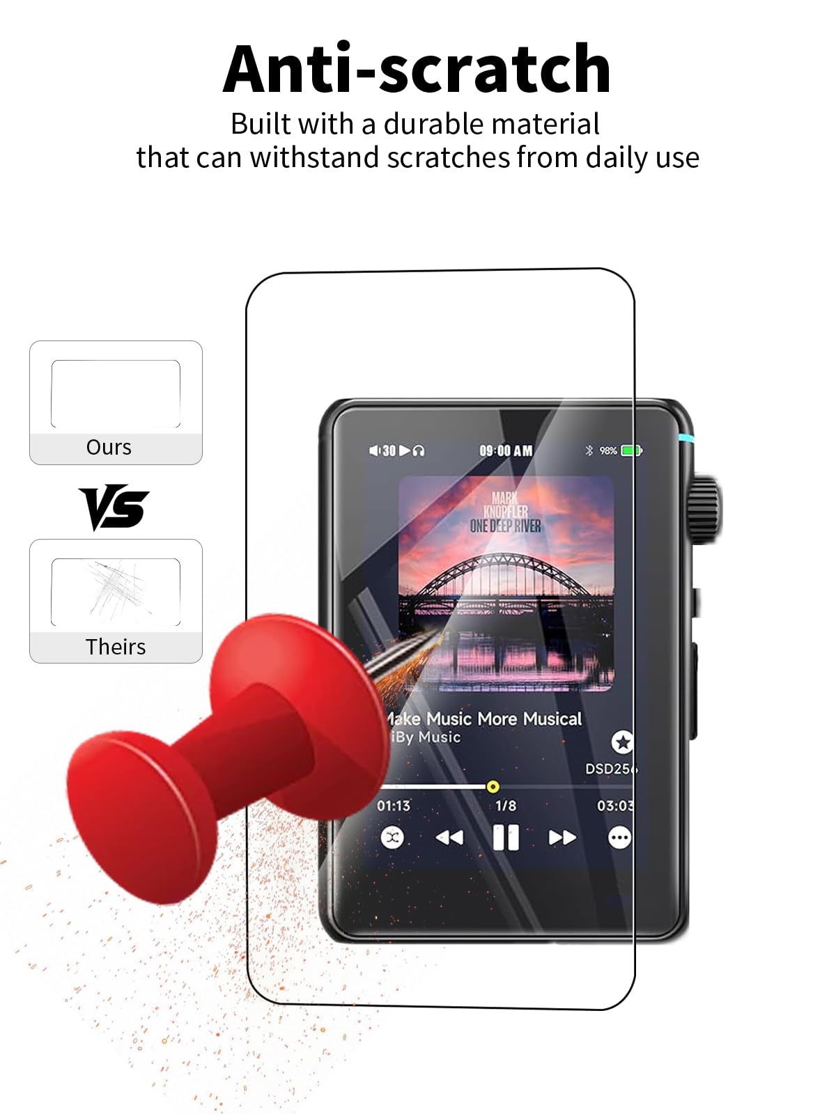 Ochraniacz ekranu do odtwarzacza audio HiBy R3 II, odporny na zużycie i wysokiej rozdzielczości, odporny na zarysowania, odporny na odciski palców