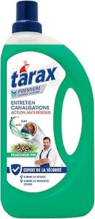 TARAX - Entretien Canalisations - Prévient la Formation de Bouchons & Lutte Contre les Mauvaises Odeurs - Action Anti-Résidus - Flacon Recyclé & Recyclable - Senteur Pin - 1 L