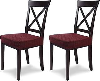 SCHEFFLER-Home Anna 2 Fundas para Asiento de sillas, Estirable Cubierta, flexibel Funda con Banda elástica, Granate Rojo