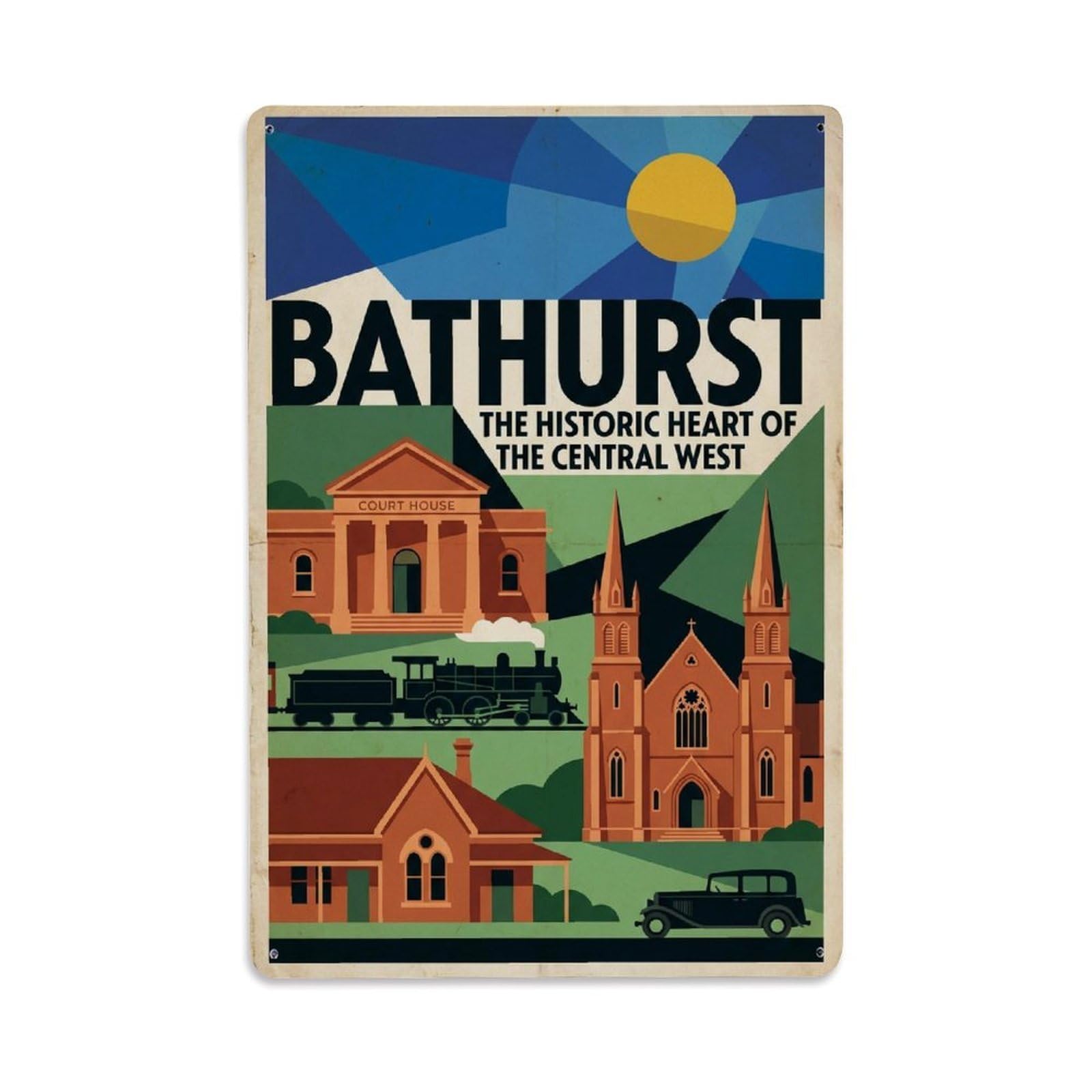 Metal Tin Sign Australia Bathurst Vintage Travel