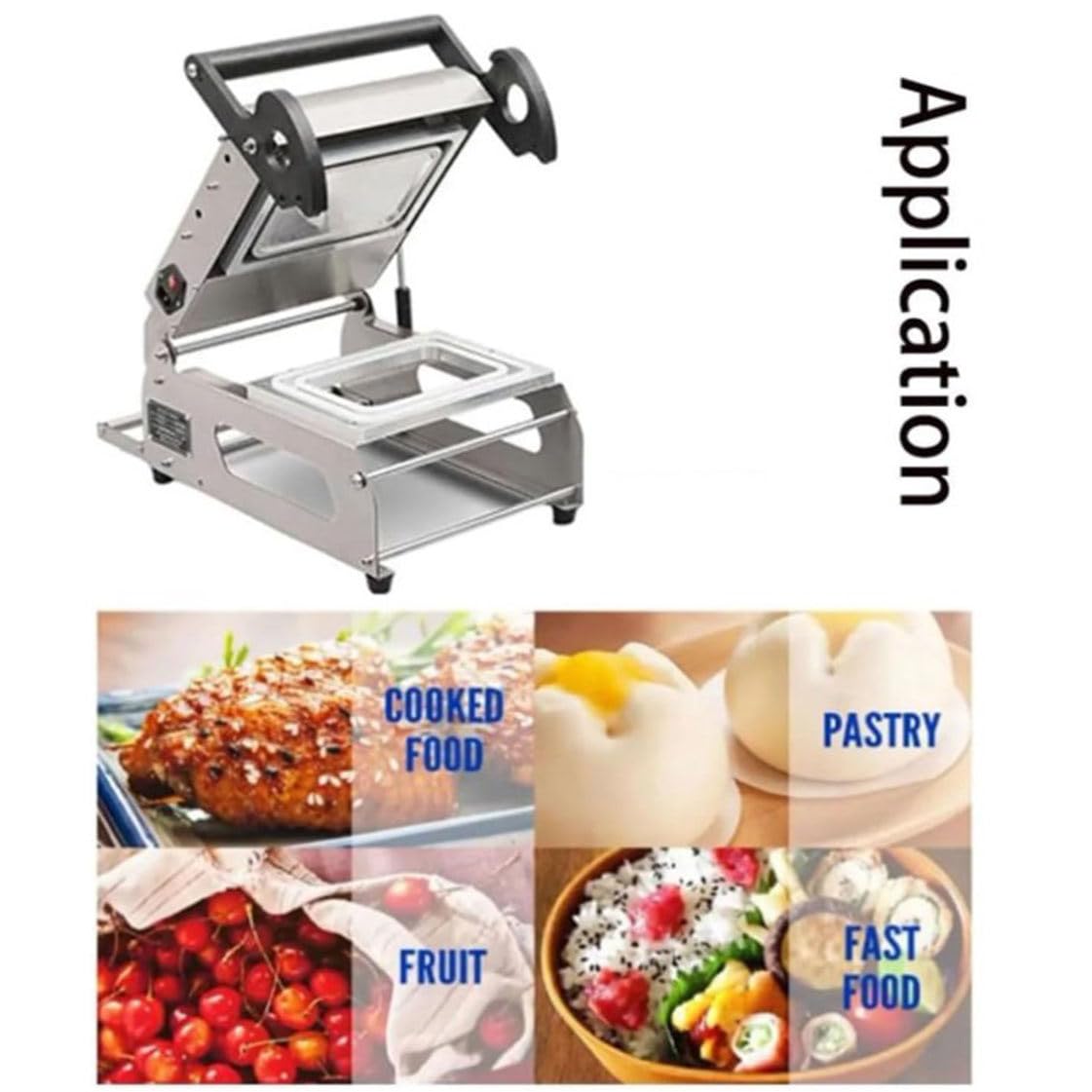 Selladora de cajas de alimentos cuadradas, máquina selladora de alimentos de escritorio, máquina envasadora de cajas para llevar con prensa manual de 600 W, 7-8 veces por minuto