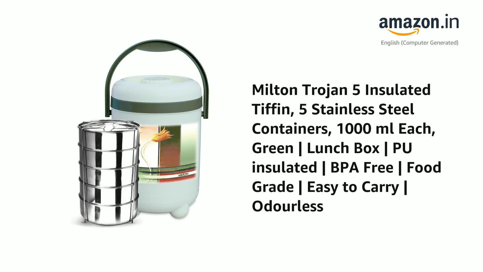 Buy Milton Trojan 5 Insulated Tiffin, 5 Stainless Steel Containers
