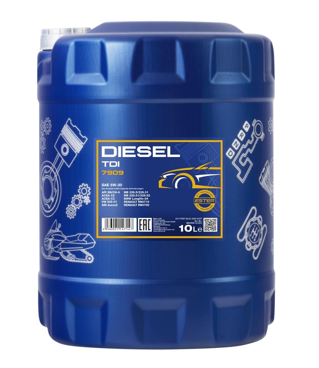 Mannol MN7909-10 Aceite del motor Diesel TDI 5 W de 30 API SN/CF, 10 litros
