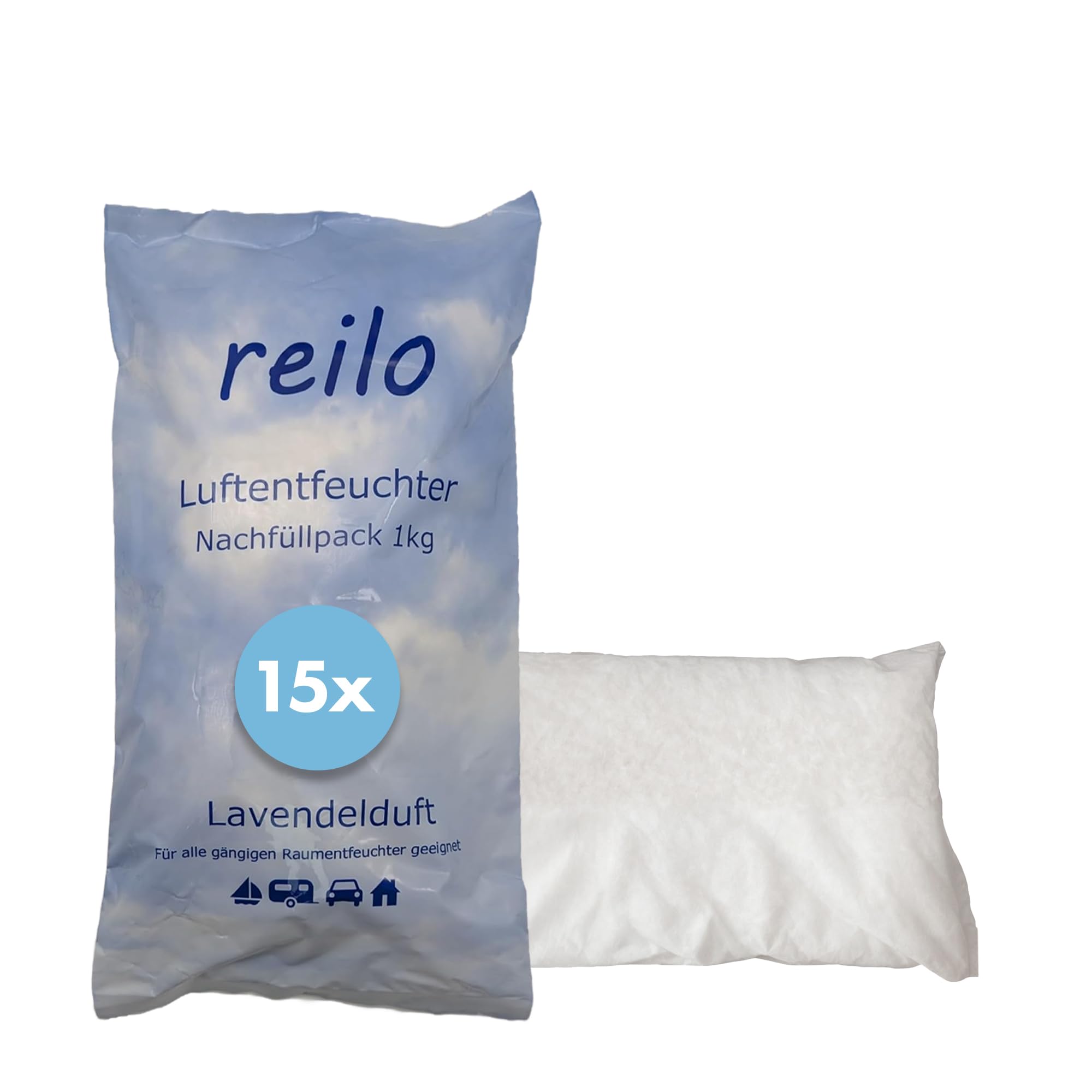 Lavendelduft 15x 1kg Luftentfeuchter Granulat, Nachfüllpack