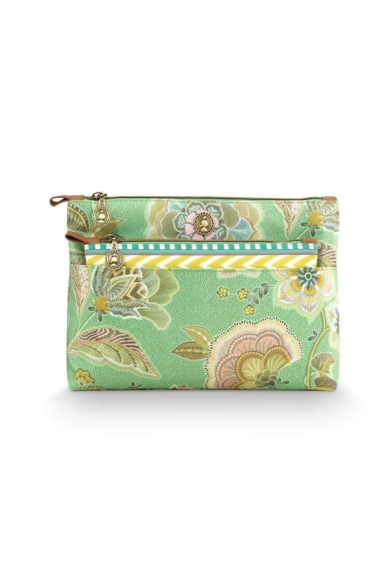 Pip Studio Caryn Kosmetiktasche Kombi Matata grün 26x7.5x18cm/22x1x13cm