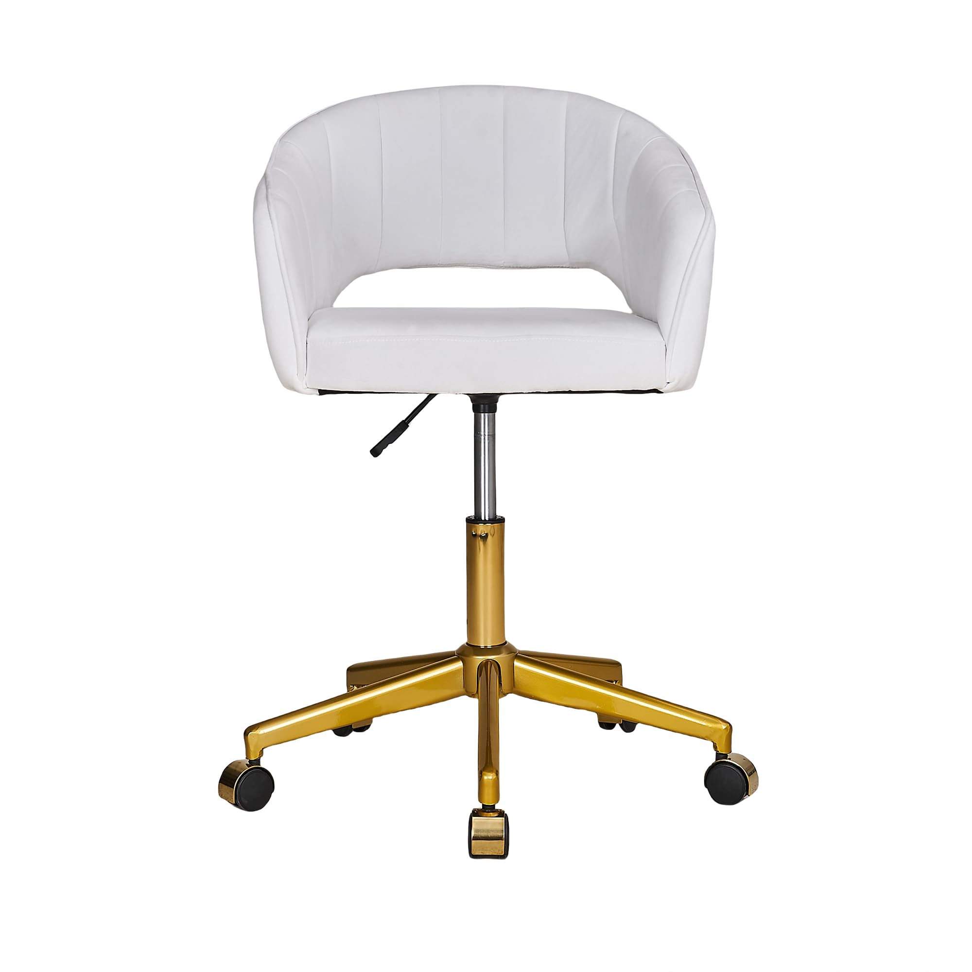 Photo 1 of ***Missing so much***VECELO Velvet Accent Chair Set of 2, Adjustable Luxury Vanity & Dining Chair with Gold Rolling Base, 360°Swivel Upholstered Armchair for Living Room, Bedroom, Home Office, Pearl White***Missing so much***