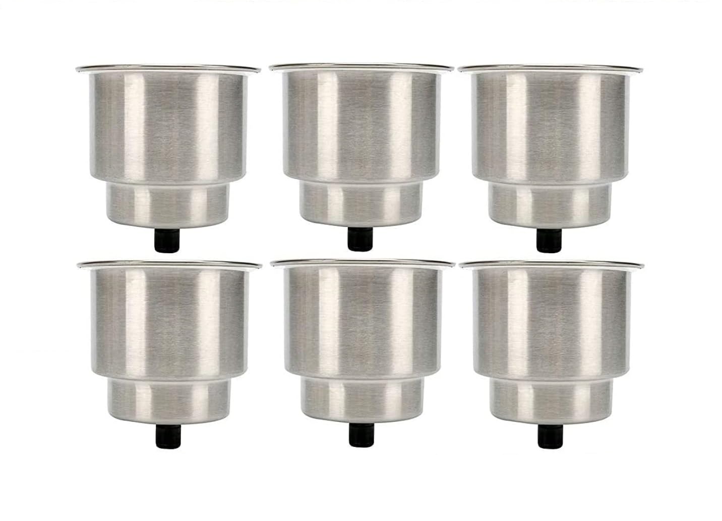 Amarine Made Stainless Steel Cup Drink Holder with Drain Marine Boat Rv Camper (6-Pack)