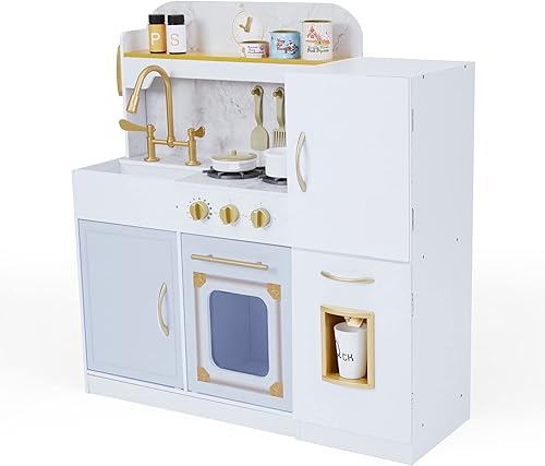 Teamson Kids - Juego de cocina de madera para niños, juego de cocina para niños pequeños, juegos de cocina de juguete de simulación para niños de 4