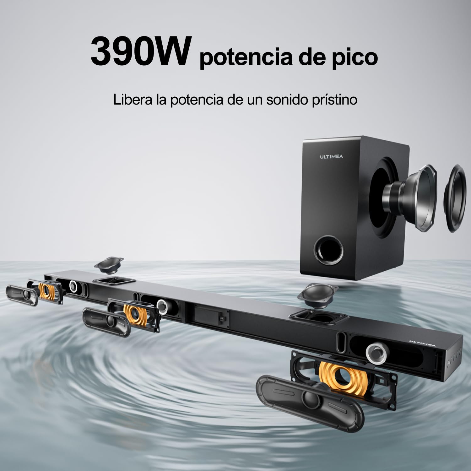 Soundbar ULTIMEA Aura A60 7.1ch Con Dolby Atmos – Incluye 4 Altavoces Surround Y Subwoofer – HDMI EARC, App De Control – Para TV, Cine En Casa
