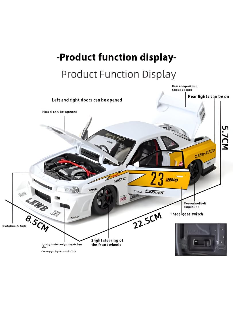 美品 LIBERTY WORKS R34 GT-R 1/18ignition White - Nissan Skyline GTR R34 LBWK Die-Cast Model Car, Premium