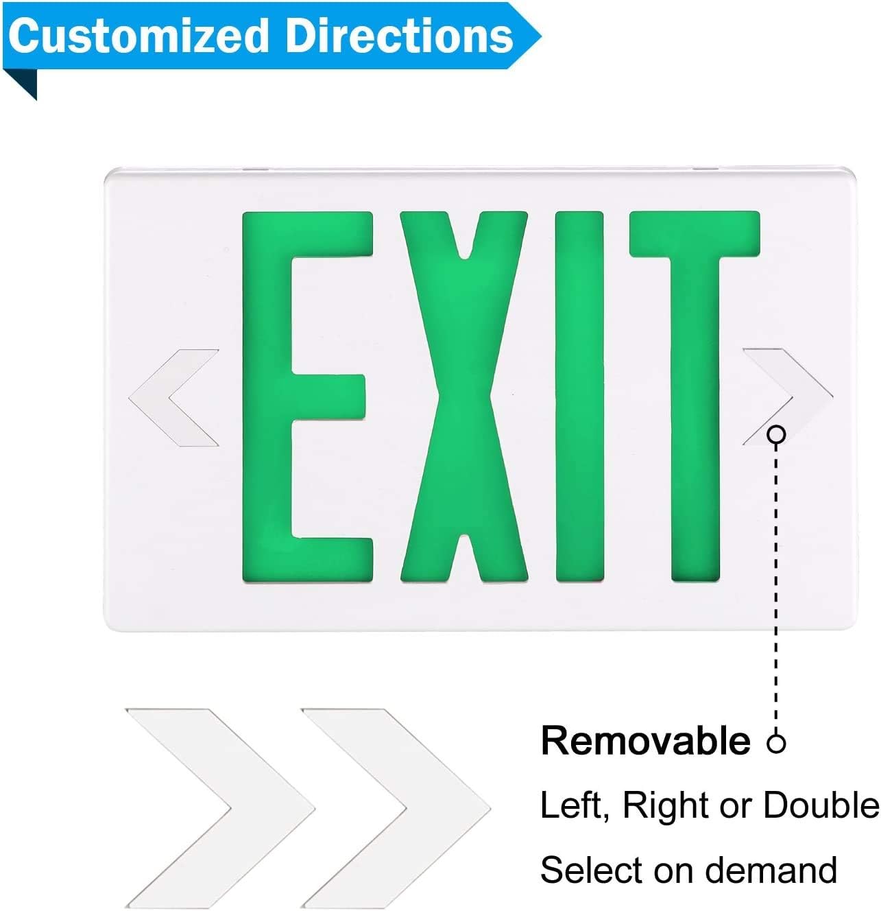 SPECTSUN 10 PacksLED Emergency EXIT Sign Lighting Combo- 120-277V Emergency Exit Lights for Home Power Failure-UL 924 Certified Commercial Emergency Light Fixtures (SPJEE2GWE-WT-10)