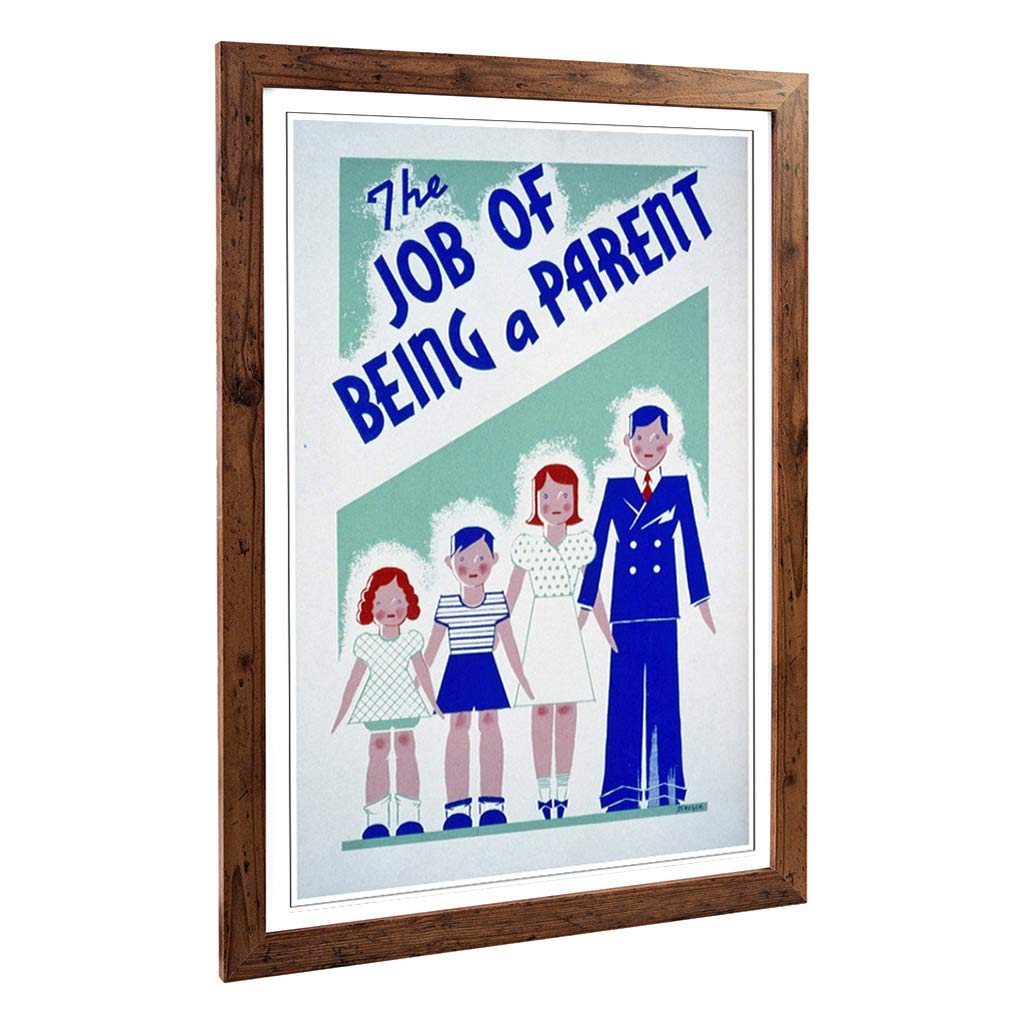 Big Box Art Framed Print of Vintage WPA Poster Being a Parent Design | Wall Art Picture | Home Decor for Kitchen, Living Room, Bedroom, Hallway, Walnut, A2 / 24.5x18 Inch / 62x45cm