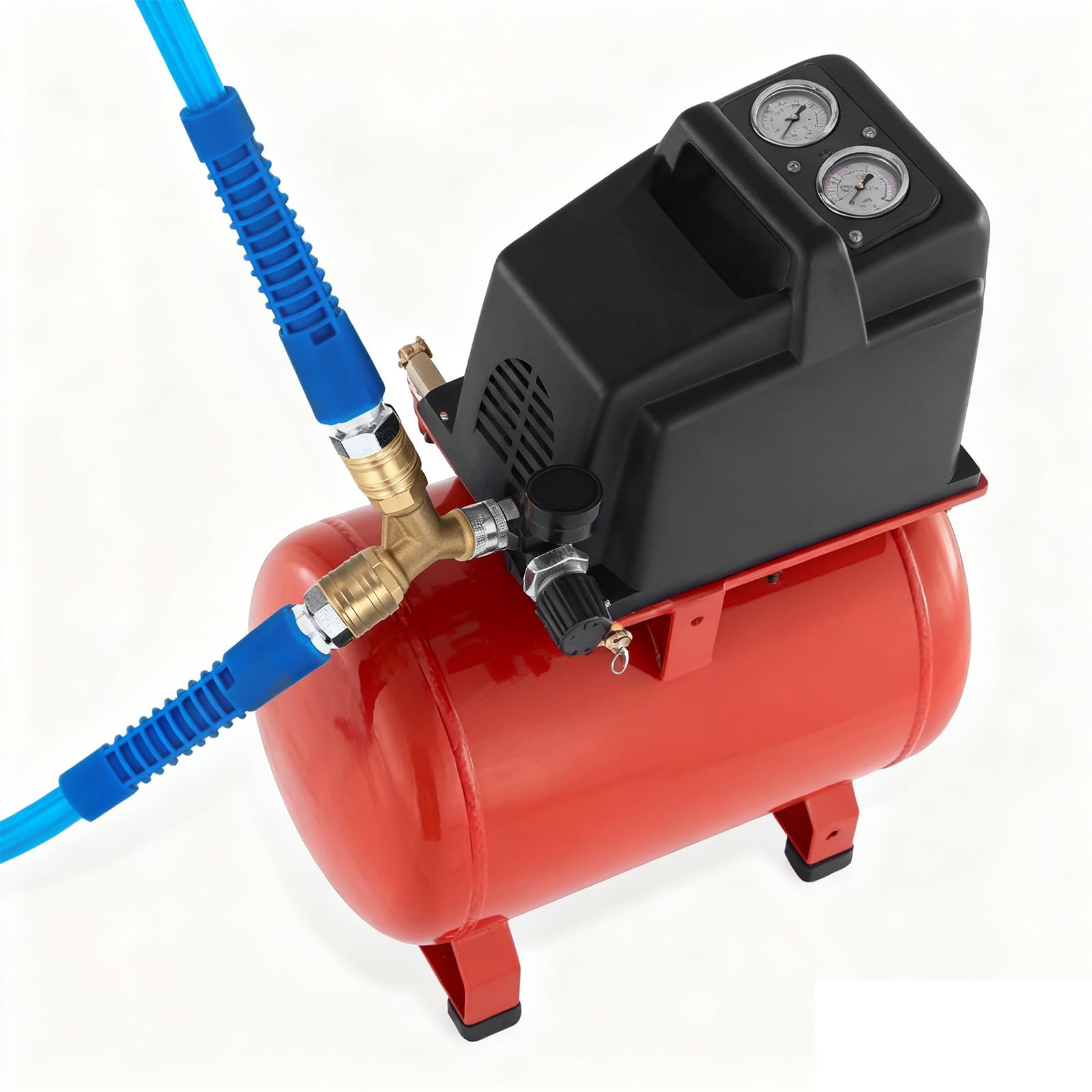 Collettore Aria da 1/4", Raccordi Aria Compressa, Raccordi Compressore Arias a 2 Vie, Collettore in ottone a 2 vie, Attacco rapido con filettatura maschio NW 7,2 da 1/4" a Y manuale