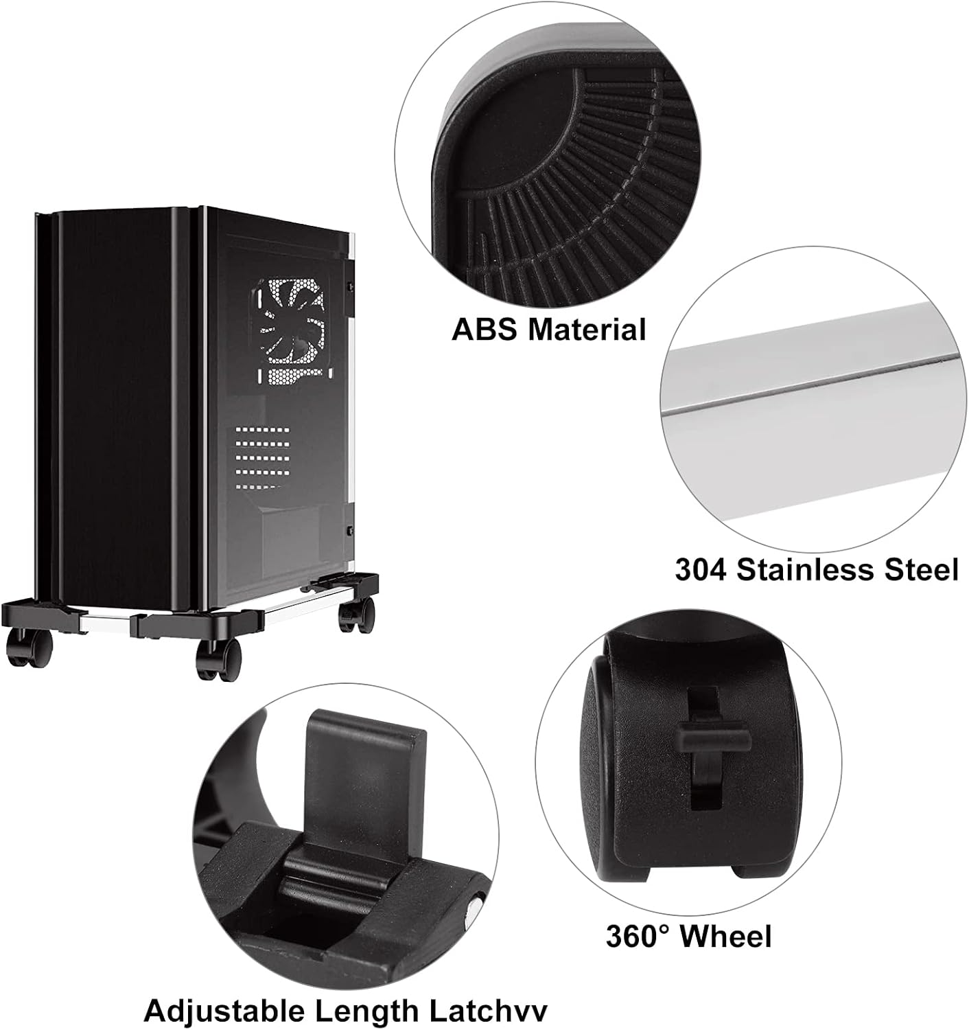 GOYADA Mobile PC Computer Tower Stand, Adjustable Computer PC Tower
