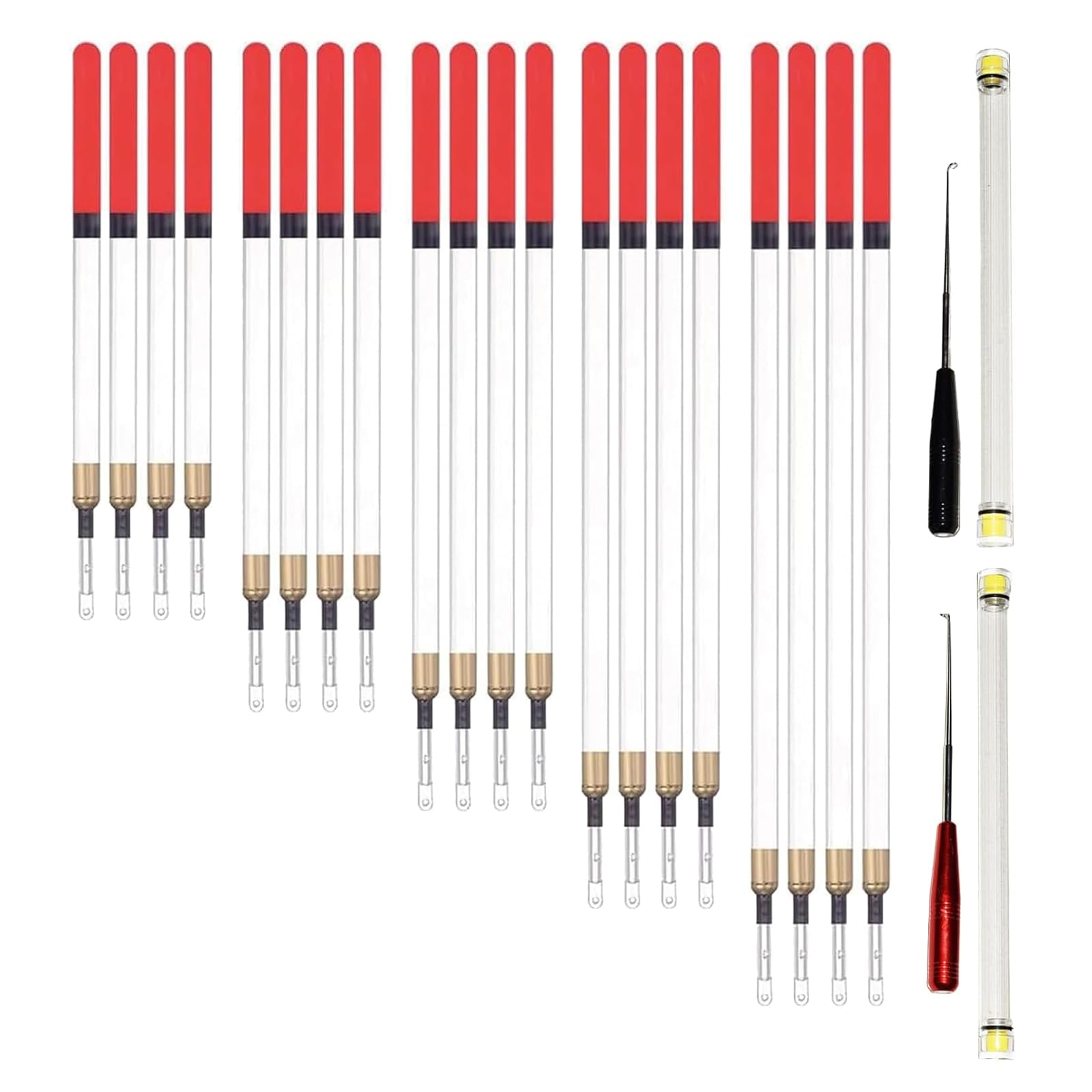 SANTUO 5 Sizes Fishing Floats Set, with Hook Remover, Bite Detection for All Kinds of Freshwater and Saltwater Fshing Scene, Durable Stable Buoyancy, High-Transparent Plastic