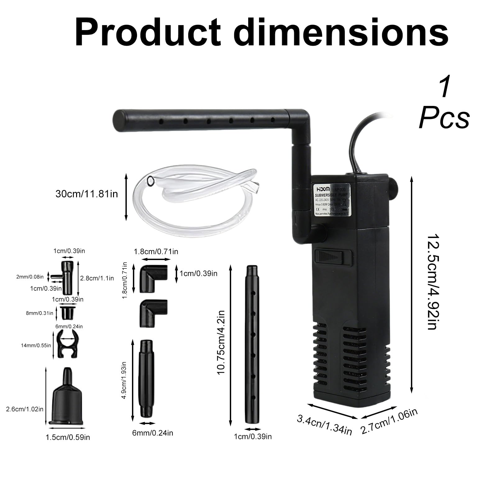 Filtre Intérieur Aquarium, Pompe Aquarium, Débit d'eau 200L/H, Convient pour Aquarium à Poissons 40L, Peut être Utilisé pour Le Pompage De l'eau, PulvéRisation D'oxygène, Filtration