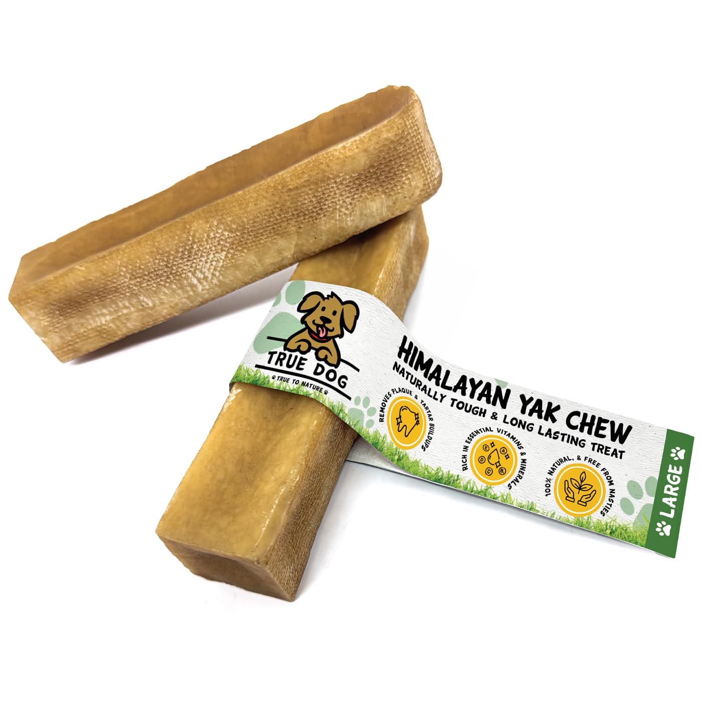 True Dog Himalayan Yak Chews - Large 10pk | 100% Natural Long Lasting Chew Treat, Dog & Puppy Dental Sticks, Made with Real Yak Milk, Raw Hide Alternative, High Protein