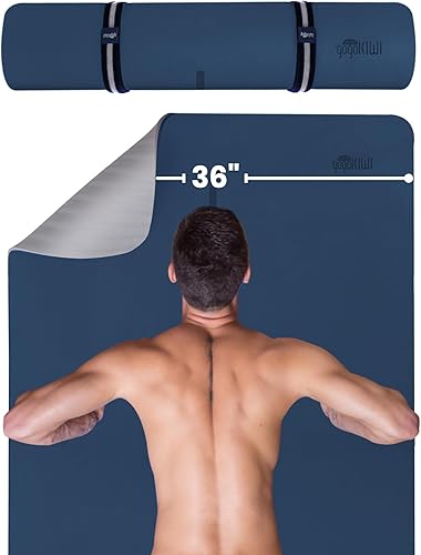 Tapete de yoga extra ancho para hombres y mujeres (72 pulgadas de largo x 36 pulgadas de ancho) antideslizante con marcas de alineación para yoga,