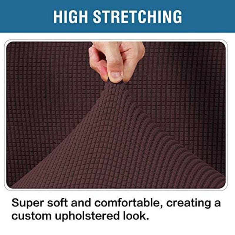 Image of H.VERSAILTEX Ottoman and Sofa Seat Cushion Combined Cover Slipcover Rectangle Sofa Slipcover Fit Length 56'-75' Suitable for L Shaped Seat Cushion Cover or Chaise Part Cover Stretch Thick - Chocolate