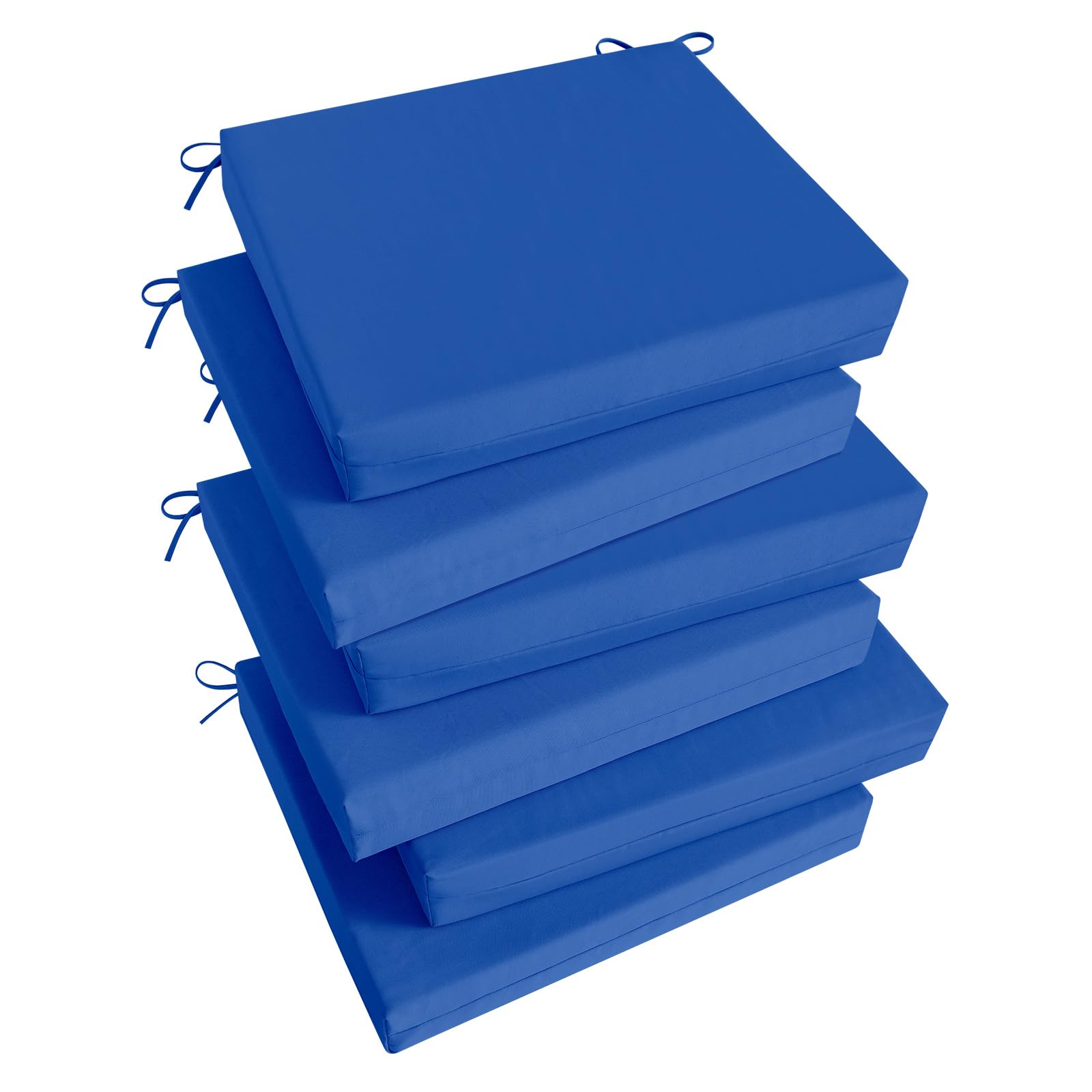 Basic Beyond Outdoor Chair Cushions for Patio Furniture, Waterproof Outdoor Cushions, Square Corner Patio Chair Cushions Set of 6 with Ties, 18.5"x16"x3", Royal Blue