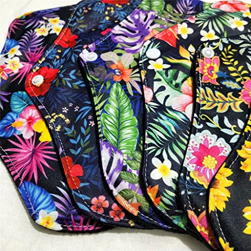 Image of Regular Flow Women Daily Use Cloth Reusable Menstrual Pads Sets Including 1pc Mini Wet Bag and 6pcs Regular Flow Menstrual Mama Pads Cloth Sanitary Napkins
