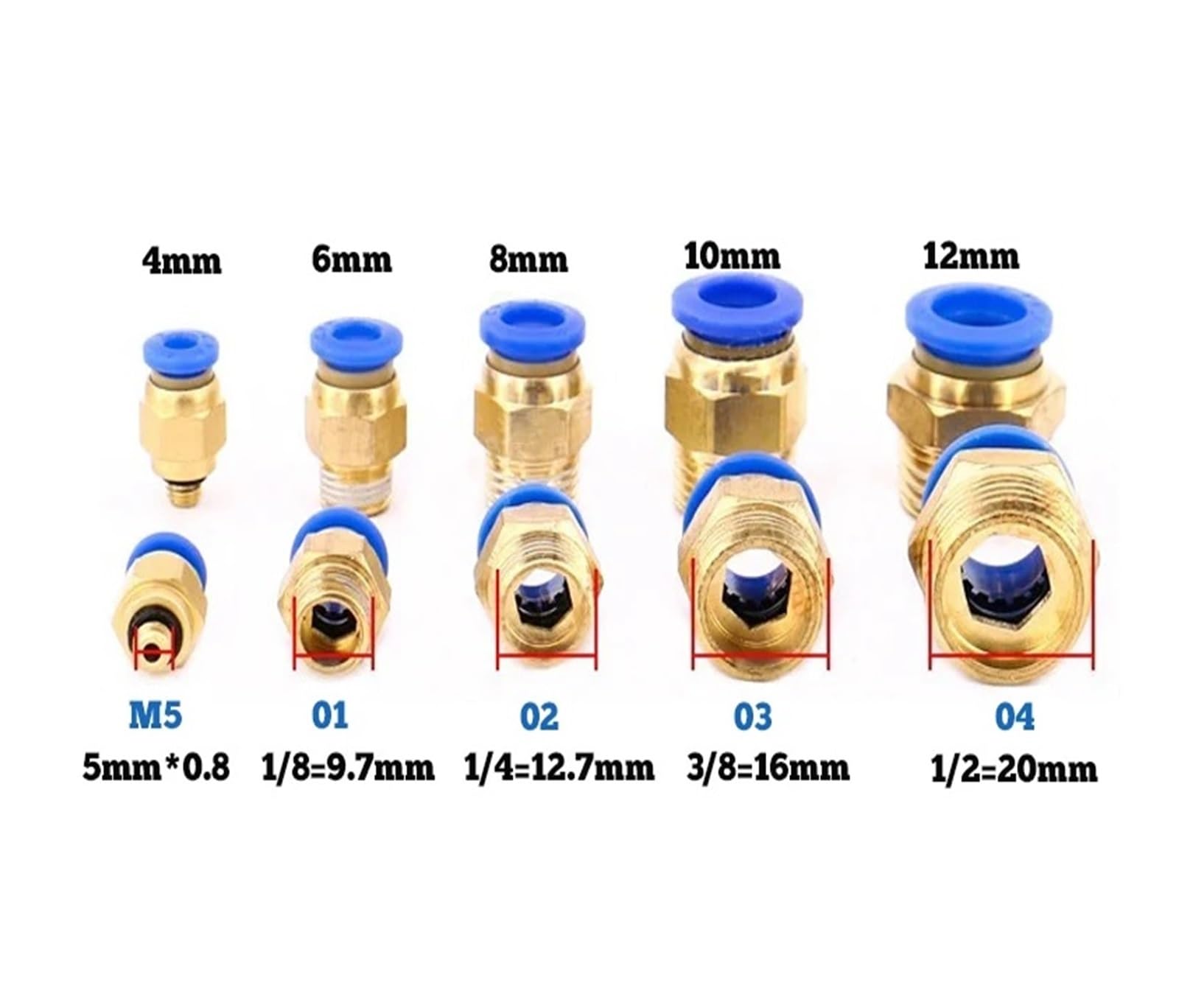 Connettori Rapidi for Raccordi Pneumatici Da 50 Pezzi - Giunti Con Filettatura Maschio In Ottone for Sistemi Di Aria E Vuoto joyous(10mm,1/2 inch)