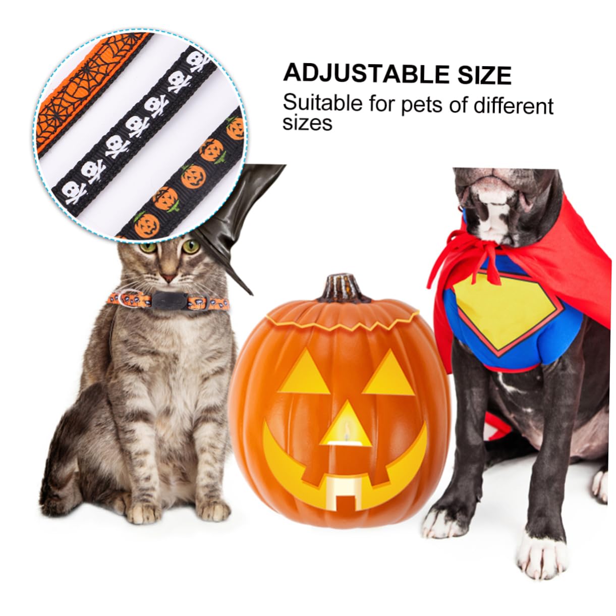 SUPVOX 9pezzi Collari Per Gatti Con Campanellino Regolabile Per Halloween Zucca Teschio Ragnatela Collare Alla Moda Per Festività e Feste Di Animali Domestici